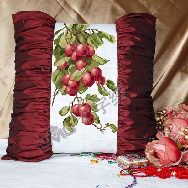 最新款CMC十字绣 鸿运枝头3 靠枕车枕抱枕系列沙发水果苹果葡萄石
