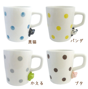日本代购DECOLE concombre躲猫猫的动物杯子黑猫熊猫青蛙小猪陶瓷