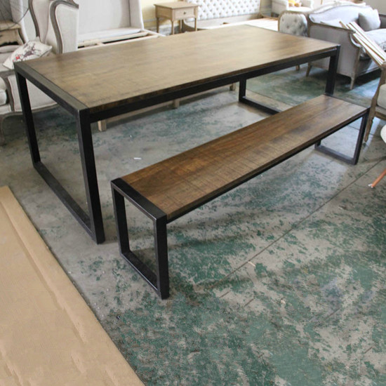 美式乡村全实木铁艺餐桌椅做旧办公桌酒店桌椅简约书桌椅创意家具