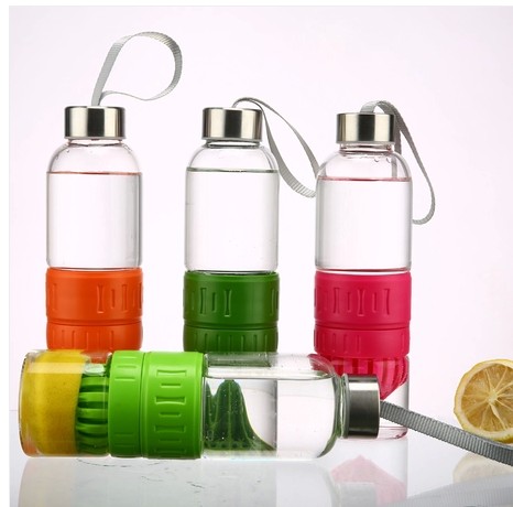 正品玻璃柠檬杯 新款活力瓶韩国品质创意便携玻璃杯手动榨汁水杯