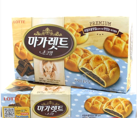 韩国进口休闲零食品饼干 乐天玛加丽(玛格丽特)软饼 巧克力味228g