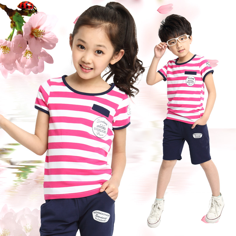 童装女童夏装2015儿童小孩衣服新款韩国男童外出运动套装大童女装