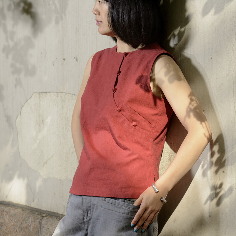 【特立独行】【DADINKOWA卢旺达的鱼原创设计】台湾布红色短上衣