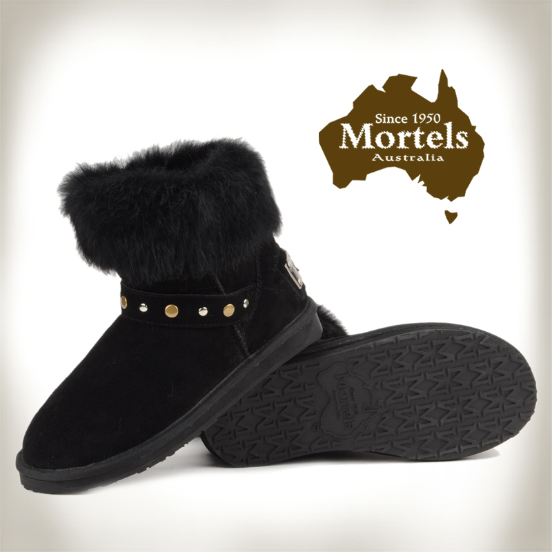 Mortels兔毛雪地靴 2016新款正品牛皮女短筒铆钉雪地靴/ANGORA