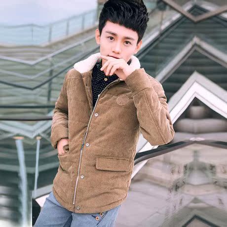 男式装灯芯绒棉袄 加厚棉衣2014新款冬 韩版修身棉服型男潮外套