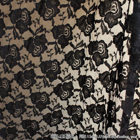 手工dii制衣黑色蕾丝布料8元半米幅宽1.3散剪服装网纱件植物花卉