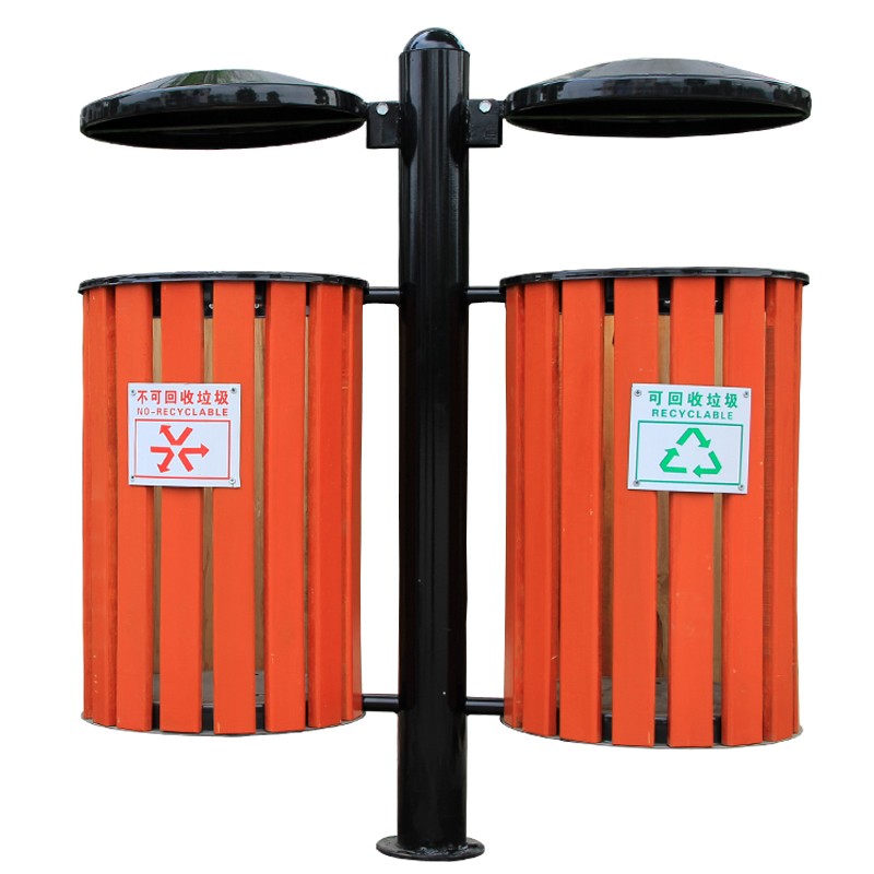 【厂家直销】钢木垃圾桶 户外垃圾桶环卫分类垃圾桶果皮箱单桶368