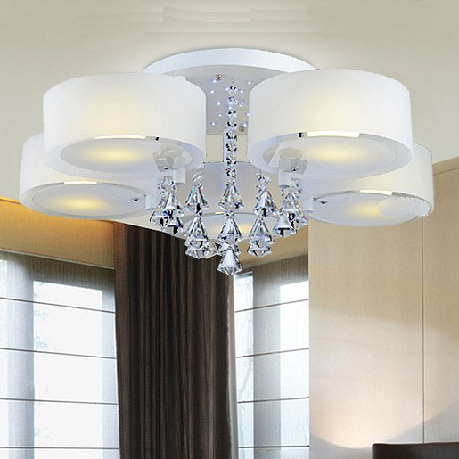 现代水晶餐厅灯卧室灯具LED圆形吸顶灯亚克力客厅吊灯饰加送遥控