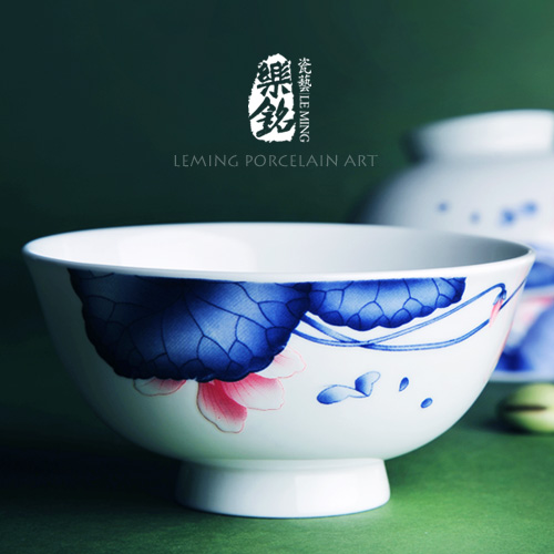 景德镇陶瓷器中式青花 微波炉高档56头骨瓷餐具套装碗盘碟套装