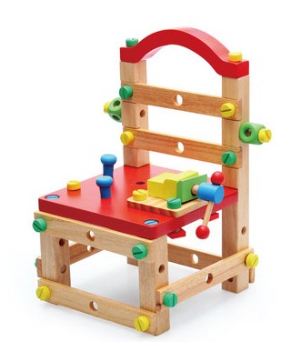 木制拆装椅子多功能工具台 创意工作椅 益智积木螺母玩具鲁班椅