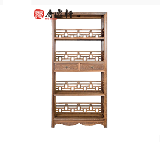 中式古典红木家具实木书柜 明清古典四层中抽书架隔断 鸡翅木书架