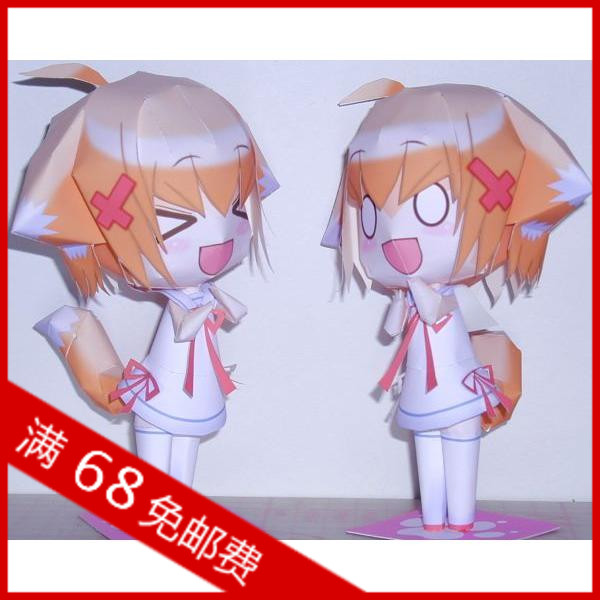 Kitsune-musume Plus-san（左边一款） 3D立体纸模型/DIY纸模玩具