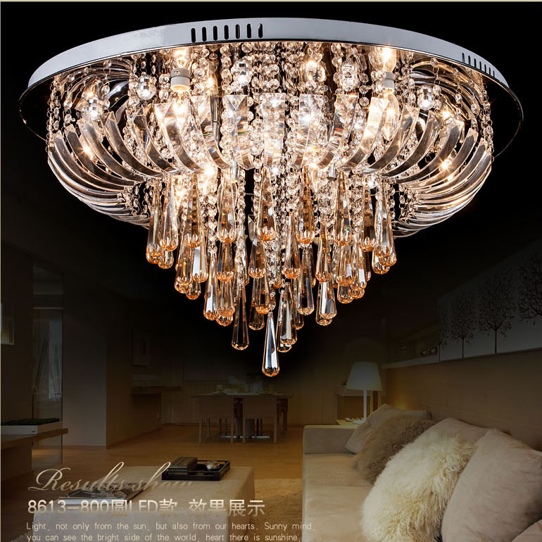 现代 简约客厅灯大气LED吸顶灯卧室灯创意欧式水晶灯圆形灯具灯饰