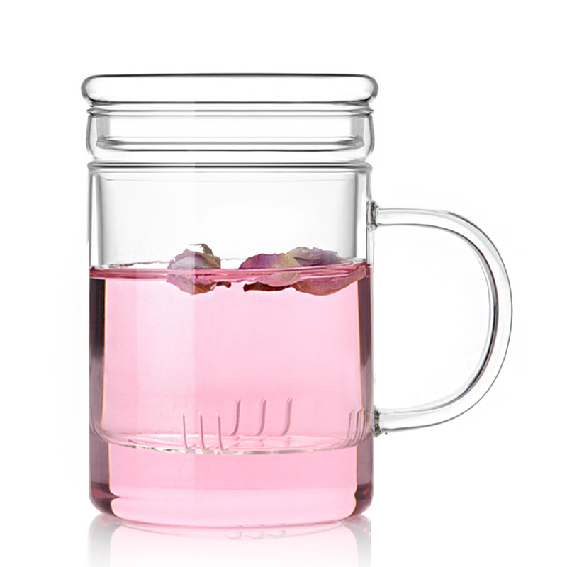 耐热玻璃杯 泡茶杯过滤带盖透明办公水杯 花茶杯正品
