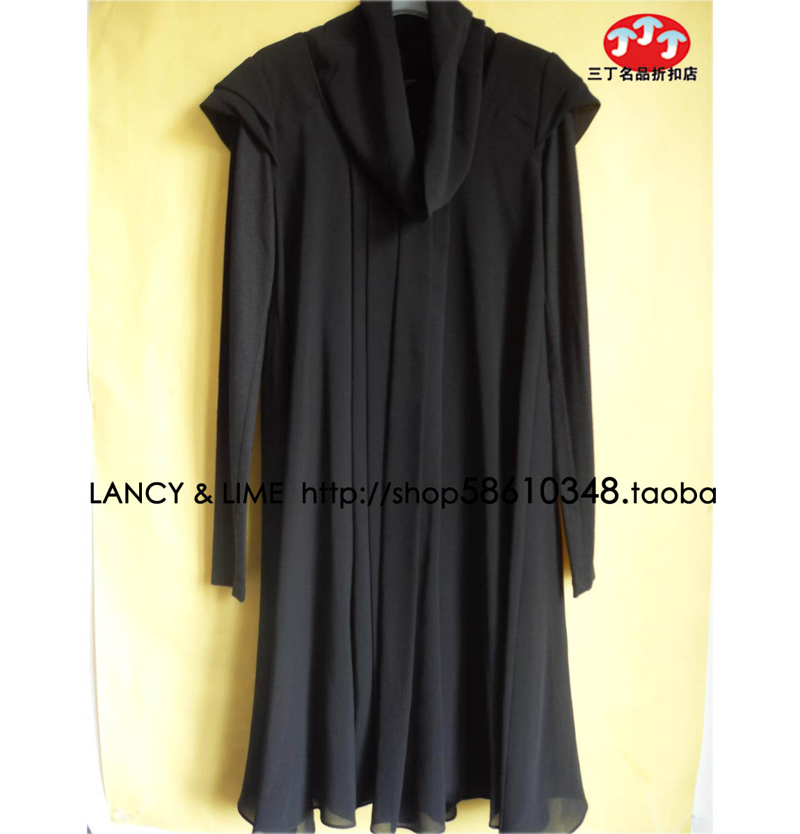 清仓特价【韩国莱茵LIME专柜正品】L143黑色假两件长袖连衣裙