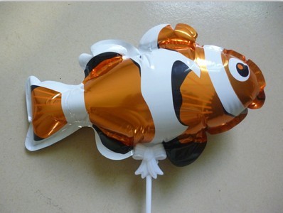 新款上市铝膜自动充气球三文鱼小丑鱼，进口环保材料小号异形气球