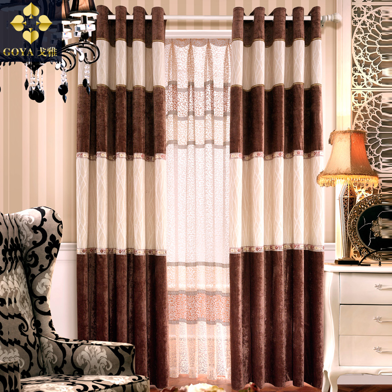 戈雅 雪尼尔高档欧式窗帘客厅现代古典成品遮光布卧室窗帘布定做
