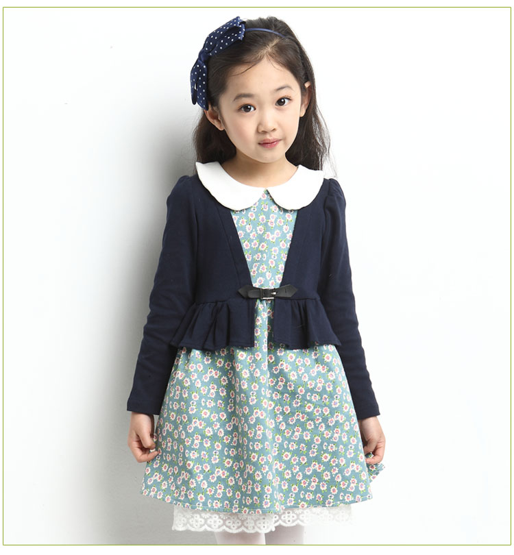 童装 女童春季新款2014儿童套装 韩版蕾丝长袖短裙2件套公主裙子
