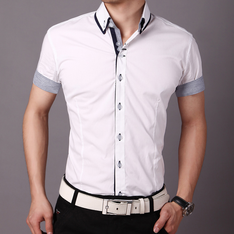 2015春夏新款男士短袖衬衫韩版潮修身型青年休闲商务纯棉半袖衬衣