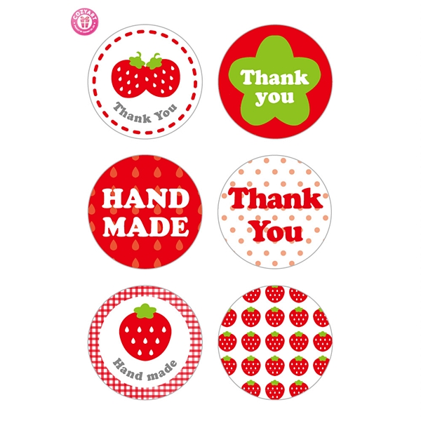 特价可爱草莓系列圆形封口贴 DIY装饰贴纸 50张共300枚