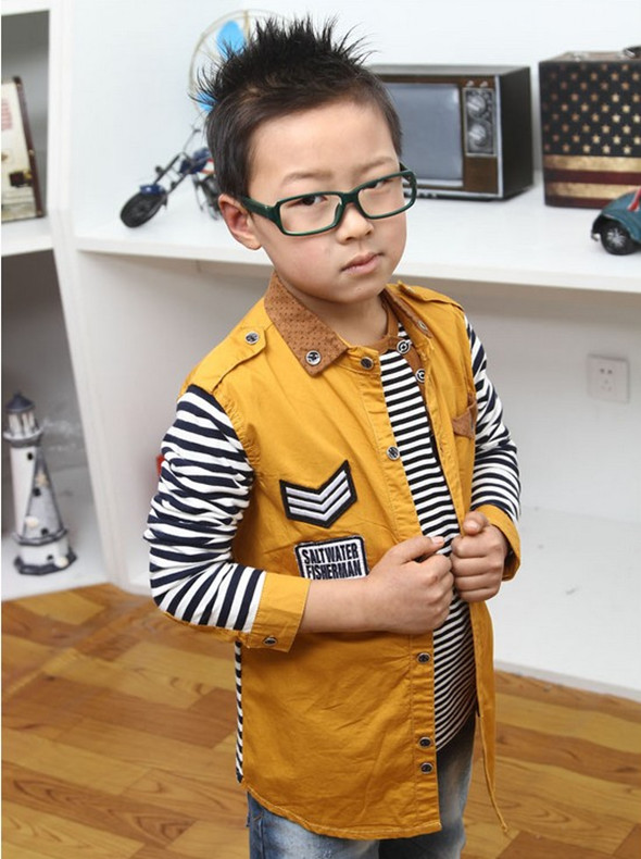童装秋装男童衬衫2015新款韩版儿童条纹上衣秋季宝宝全棉长袖衬衣