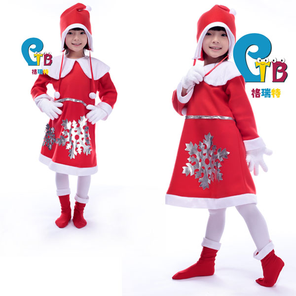 儿童幼儿演出装女童 表演舞蹈服装圣诞服饰雪天乐 春节演出