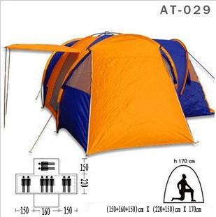 正品8-9人豪华帐篷 三室一厅帐篷 多人帐篷 双层帐篷 屋檐帐篷