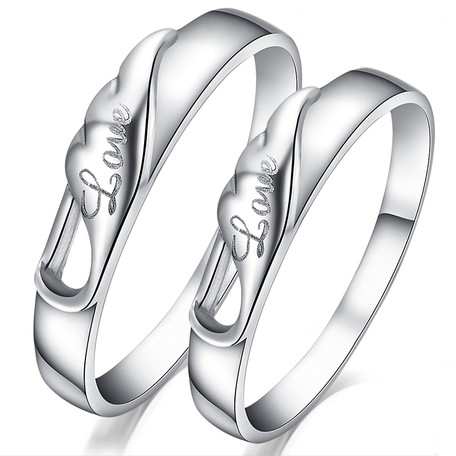 顺丰包邮925纯银镀白金情侣戒指 情侣对戒 结婚订婚求婚戒指