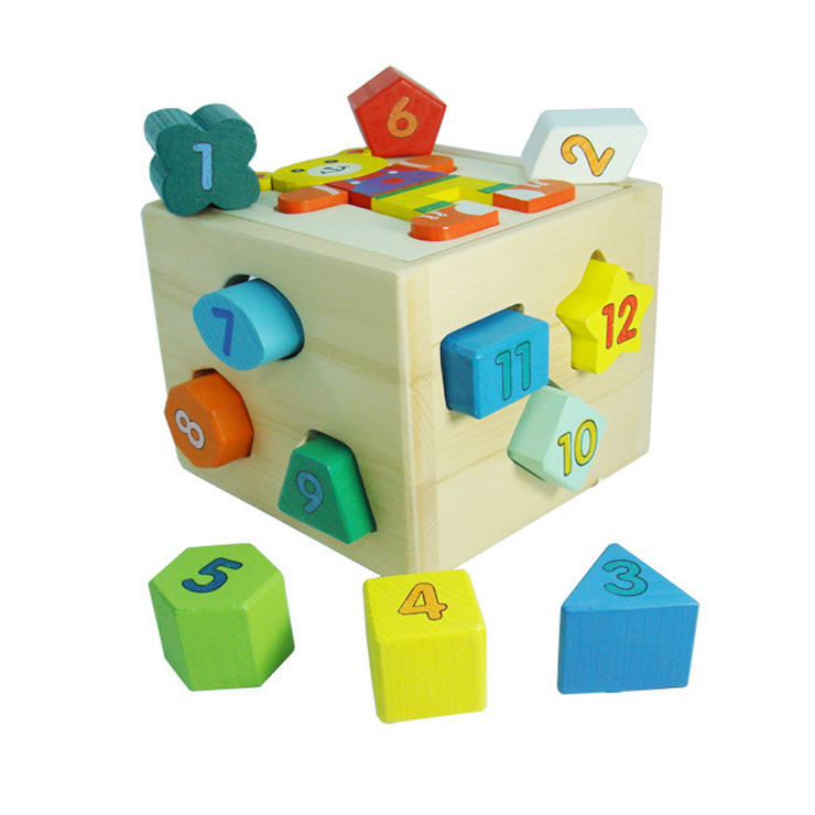 厂家直销批发特价木制儿童益智玩具几何形状盒积木屋小熊智力盒