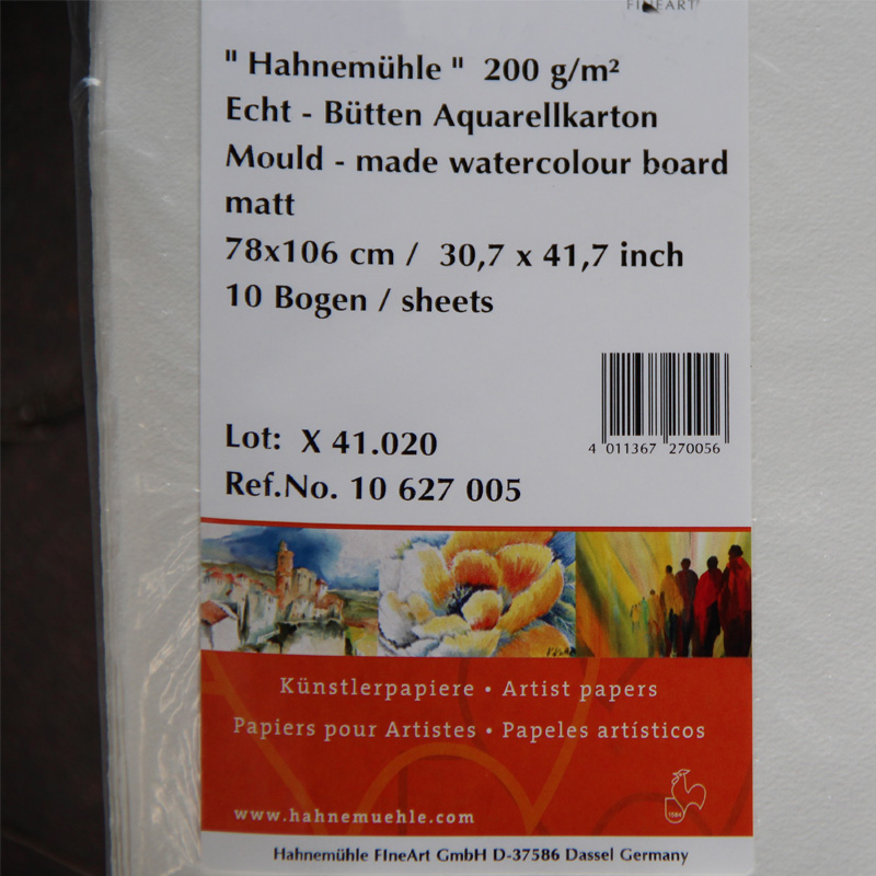 德国 哈内姆勒 hahnemuehle水彩纸200g全开78*106cm 平纹水彩纸