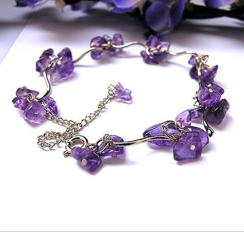 天然巴西紫晶手链(链长紫色的爱意 时尚女款20CM)