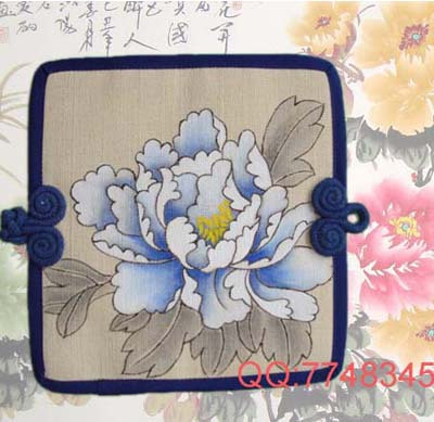 白牡丹 中国风 布艺 盘扣 长款 女 手绘 钱包 来图定制  特价