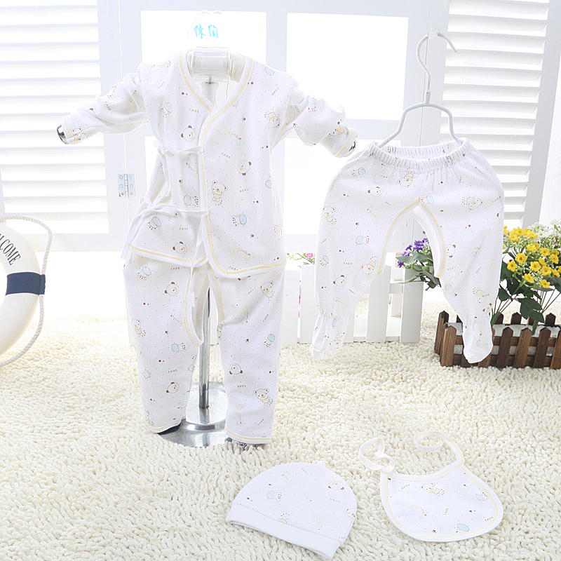 新生儿衣服5件套0-3个月宝宝和尚服初生婴儿衣服内衣纯棉套装春秋