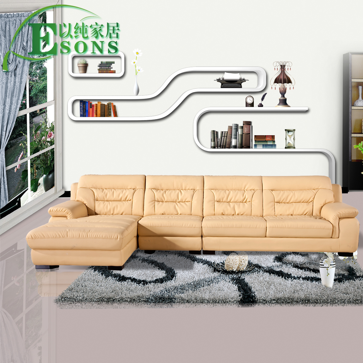 以纯家居 进口头层真皮沙发欧式沙发组合真皮转角沙发现代客厅