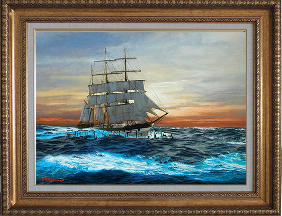 手绘油画一帆风顺资深油画师临摹美国画家David Thimgan海洋油画