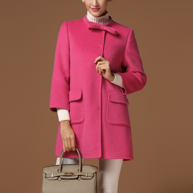 2013冬装新款女装韩版修身立领中长款呢大衣双面羊绒外套专柜款款