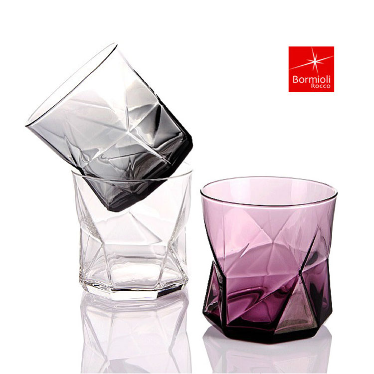 2件包邮意大利进口波米欧利玻璃杯 水杯 创意几何果汁饮料杯酒杯