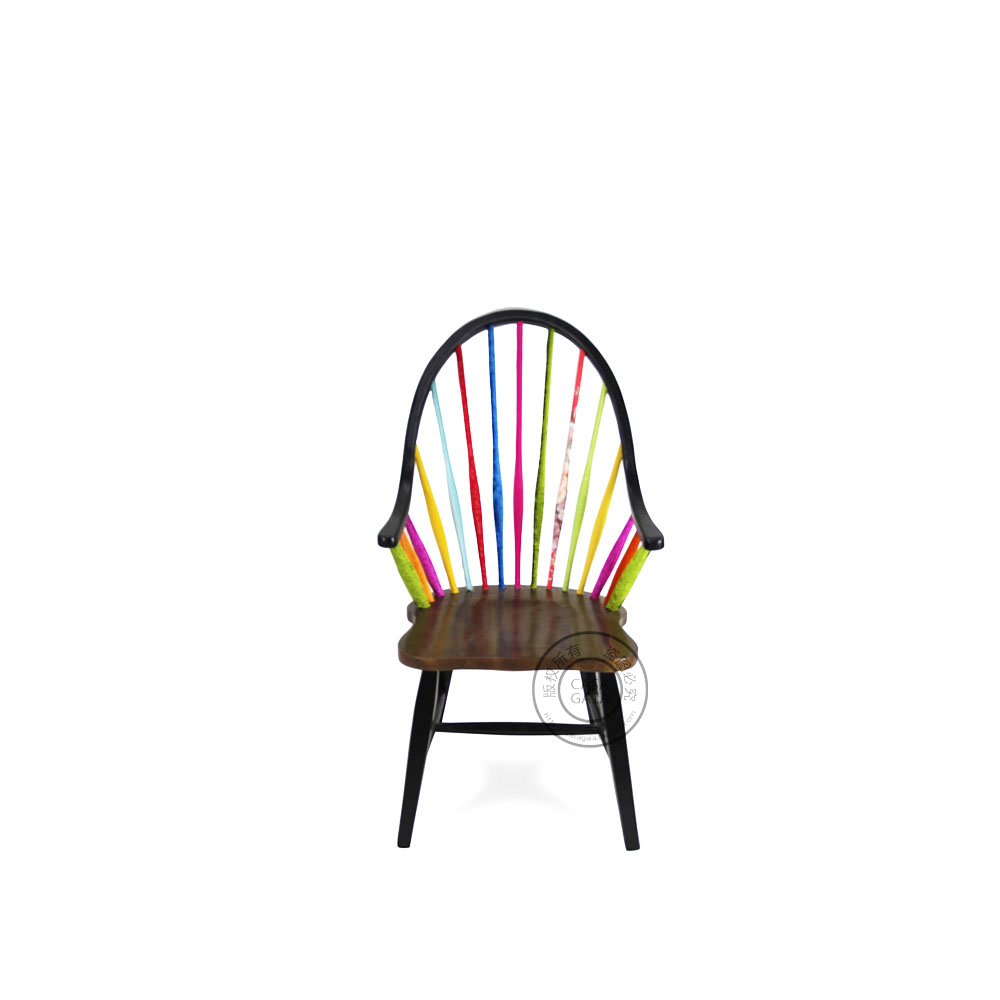 盖雅奢华定制 彩条餐椅欧式时尚热卖实木咖啡椅简约现代椅子