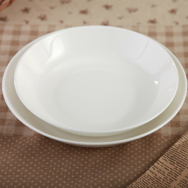 喜鹊瓷器店 唐山骨瓷 优质纯白7.5~8.5英寸饭盘 菜盘 盘子 碟子