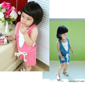 现货韩版女童流行范儿背带裤+吊带 套装 夏装