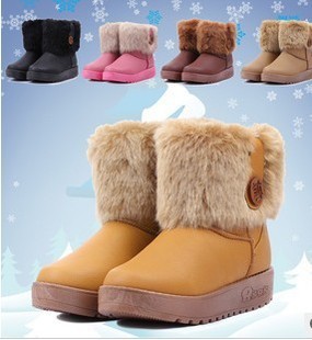 特价雪地靴 女冬季防水保暖鞋中筒糖果色防滑棉鞋Adult ugg boots