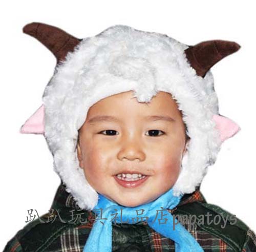 喜羊羊帽子 儿童卡通喜洋洋头套头饰 六一表演道具毛绒帽美羊羊