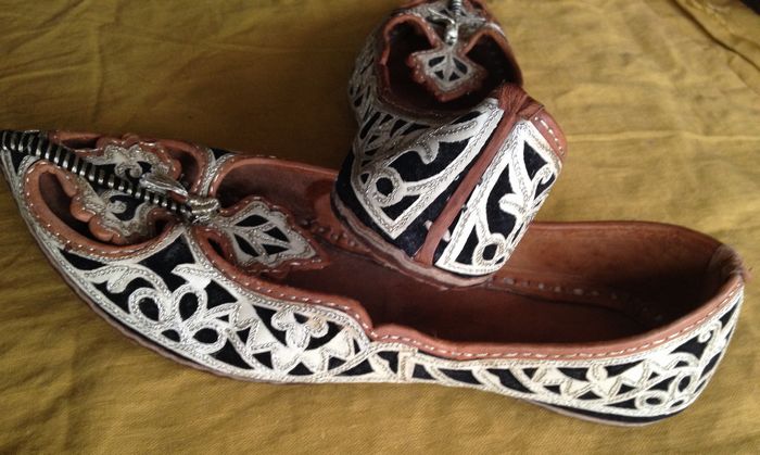 尼泊尔手工纯牛皮民族风阿拉丁船型鞋凉鞋女鞋