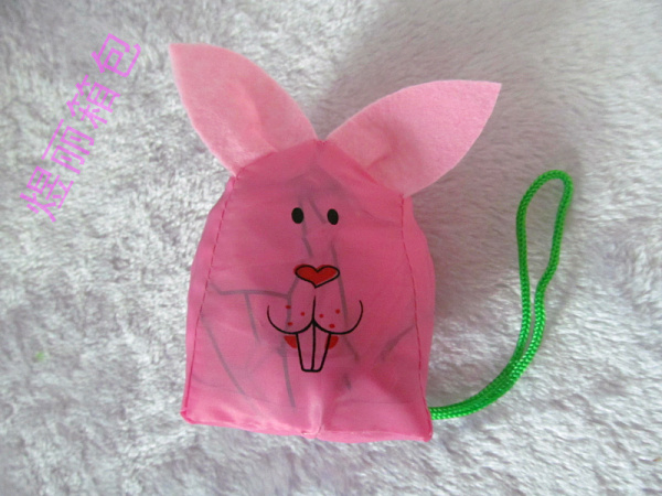 流氓兔购物袋 兔斯基造型礼品 兔子购物袋 兔子折叠收纳袋 卡通袋