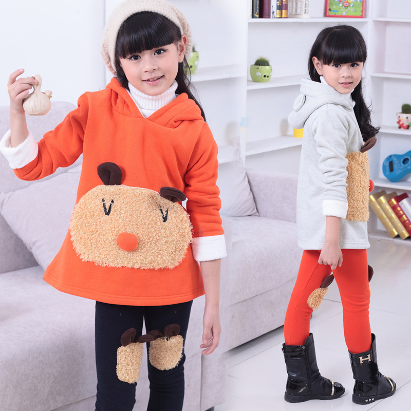 童装2015 秋冬款 小熊套装 女童韩版 儿童拼色卡通 熊猫套装