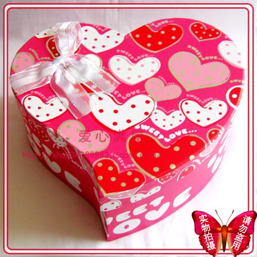 大号心形礼品盒 幸运星盒 千纸鹤盒 粉红色心形图案礼盒包装盒