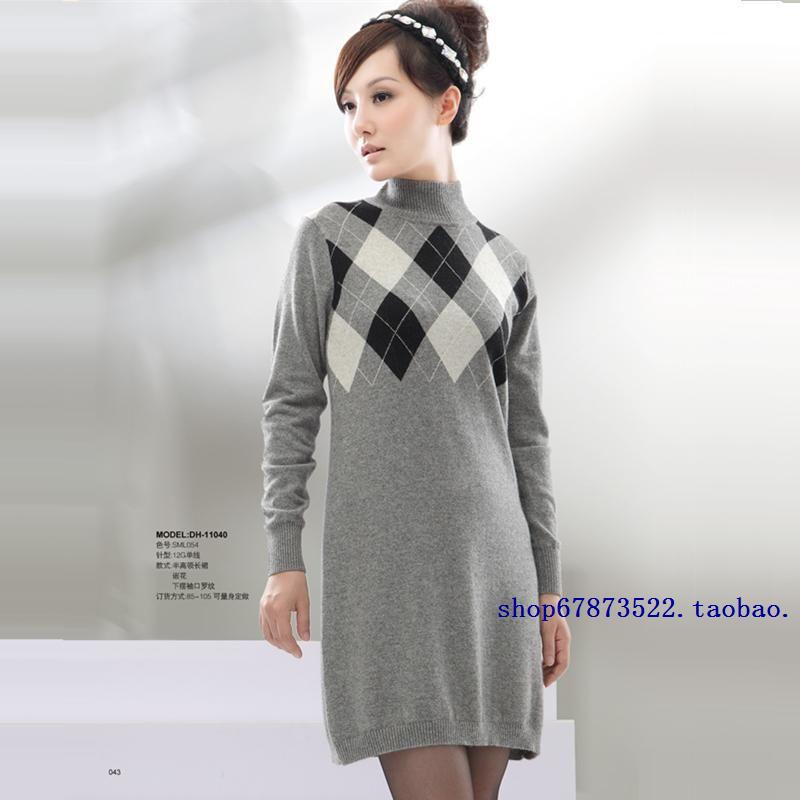 2015秋装新款高端品牌女装长袖V领针织羊绒连衣裙气质OL显瘦长裙