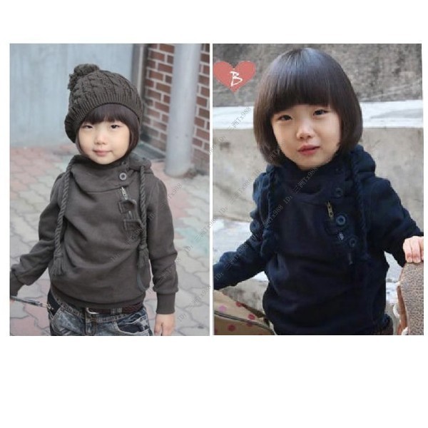 童装厂家直批2011新款韩版男女童长袖个性斜扣抓绒卫衣 秋冬外套