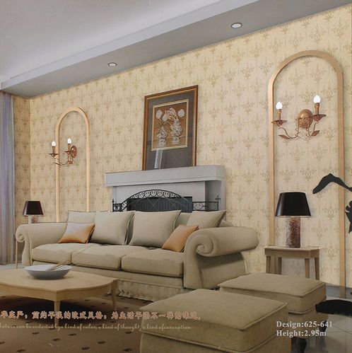 长沙无缝墙布 上门安装 欧式大马士革风格 客厅卧室大面积满贴