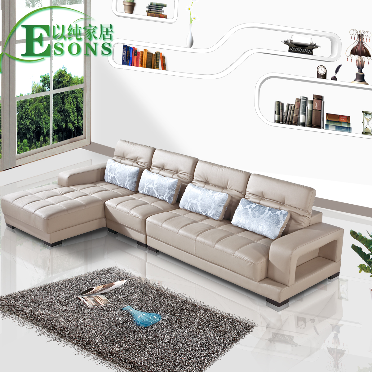 以纯家居 进口头层真皮沙发欧式沙发组合转角沙发现代客厅家具